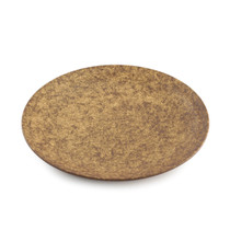 Textured Medium Round Plate Earthy Brown Ceramic 8.39" dia