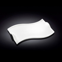 Wilmax White Wavy Rectangular Serving Plate 10"