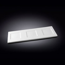 Wilmax 3-Well White Rectangular Tasting Board 14.13" x 5.2"