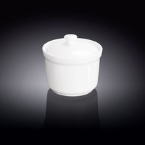 Wilmax White Porcelain Soup Cup with Lid 10 fl oz / 3.9" dia