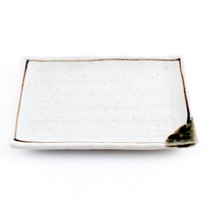 Shino White Rectangular Plate with Brown Line 6.97" x 4.65"