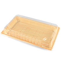 TZ-015 Light Wood Pattern Take Out Sushi Tray 8.5" x 5.4" (50/pack)