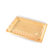 TZ-008 Light Wood Pattern Take Out Sushi Tray 6.5" x 4.5" (50/pack)