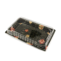 TZ-010 Black Designed Take Out Sushi Tray 7.4" x 5.3" (50/pack)