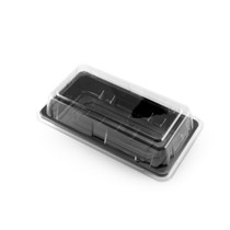 ST-1 Pet Black Take Out Sushi Tray 6.4" x 3.4" (50/pack)