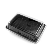 ST-3 Pet Black Take Out Sushi Tray 6.5" x 4.5" (50/pack)