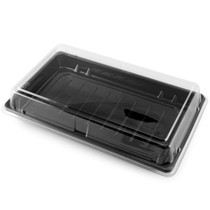 ST-6 Pet Black Take Out Sushi Tray 9.2" x 5.6" (50/pack)