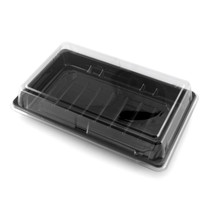 ST-4 Pet Black Take Out Sushi Tray 7.4" x 5.25" (50/pack)