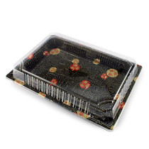TZ-020 Black Designed Take Out Sushi Tray 9.38" x 5.75" (50/pack)