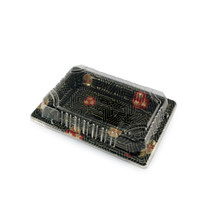 TZ-008 Black Designed Take Out Sushi Tray 6.5" x 4.5" (50/pack)