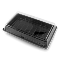 ST-5 Pet Black Take Out Sushi Tray 8.4" x 5.25" (50/pack)