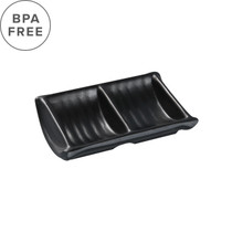 Melamine Black Matte 2 Compartment Plate 4.72" x 2.95"