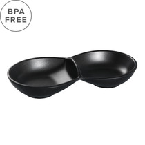 Melamine Black Matte 2 Compartment Plate 9.25" x 4.13"