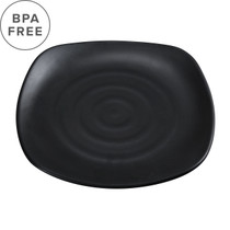 Melamine Black Matte Rippled Square Plate 9.8" x 9.8"