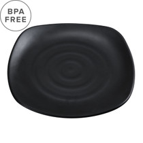 Melamine Black Matte Rippled Square Plate 11.02" x 11.02"