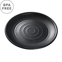 Melamine Black Matte Rippled Round Plate 9.06" dia