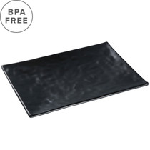 Melamine Black Matte Textured Rectangular Plate 11.81" x 8.19"