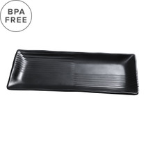 Melamine Black Matte Rimmed Rectangular Plate 8.39" x 3.94"