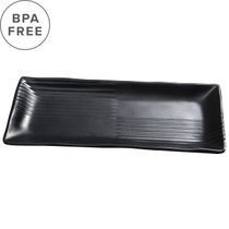 Melamine Black Matte Rimmed Rectangular Plate 12" x 5.5"
