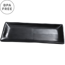 Melamine Black Matte Rimmed Rectangular Plate 13.31" x 6.26"