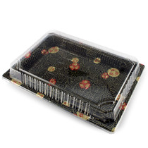 TZ-025 Black Designed Take Out Sushi Tray 10" x 7.25" (42/pack)
