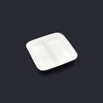 Wilmax 2 Compartment White Soy Sauce Dish 3.31" x 3.27"
