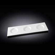[Clearance] Wilmax 3-Round-Well White Rectangular Tasting Board 13.78" x 4.8"