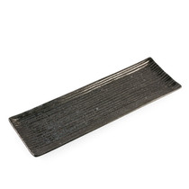 [NEW] Tenmoku Black Rectangular Plate with Lines 13.2" x 4.2"