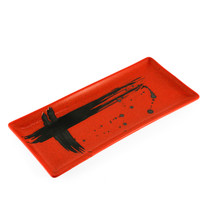 [NEW] Red Rectangular Plate with Brushstroke 10.83" x 5.12"