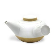 Hakusan Porcelain Kyusu Teapot with Brown Stripe 16 fl oz