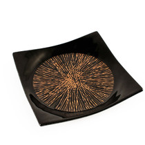 [NEW] Tenmoku Black Square Plate with Radial Lines 7.1" x 7.1"