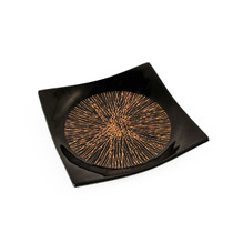 [NEW] Tenmoku Black Square Appetizer Plate with Radial Lines 5.35" x 5.35"