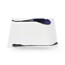 [NEW] Blue Brushstroke White Square Dinner Plate 10.24" x 10.24"