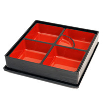 Black Square Bento Box with Inner Compartment Tray and Lid 10.12" x 10.12"