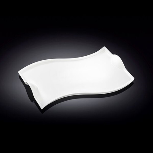 Wilmax White Wavy Rectangular Serving Plate 10"