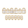  6 Teeth Top, Bottom, Or Set Iced Out Grillz - Baguette CZ Stones - 14k Gold Vermeil 925 Silver