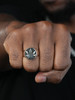 Marijuana Leaf Ring - 925 Silver Oxidized - Plain