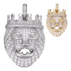 Lion W. Crown African Rasta Pendant - 14k Gold Vermeil Or 925 Silver - CZ Stones - Small 1.5"