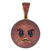 Angry Red Face Emoji Pendant - 925 Silver - CZ Stones - Small 1"