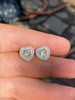 HarlemBling 14k Gold Over Real 925 Silver Heart Shape Earrings Diamond Studs Iced Ladies