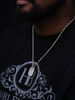 Dog Tag Iced Baguette Pendant - 14k Gold Vermeil Or 925 Silver - CZ Stones - Small 1.5"