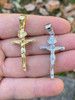 Italiano Silver, Inc Real Solid 925 Sterling Silver Plain Gold Cross Jesus Crucifix Pendant Necklace