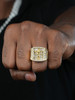 Jesus On Cross Iced Out Baguette Ring - 14k Gold Vermeil 925 Silver - CZ Stones