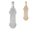 Skateboard Iced Out Pendant - 14k Gold Vermeil Or 925 Silver - CZ Stones - Small 1.5"