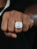 Large Square Iced Out Ring - 925 Silver - CZ Stones