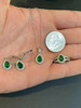 HarlemBling Real 925 Silver Green Pear Emerald Diamond Ring Pendant Necklace Earrings Set