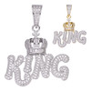 King W. Crown Hip Hop Pendant - 14k Gold Vermeil Or 925 Silver - CZ Stones - Medium 1.75"