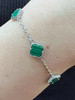 HarlemBling Real 925 Silver Green Malachite Alhambra Four Leaf Clover Flower Bracelet 6-7.5