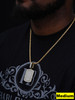 Dog Tag Iced Out Pendant - 14k Gold Vermeil 925 Silver - CZ Stones - 3 Sizes 1.5"-3.5"