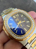 HarlemBling Real Stainless and 14k Gold Iced 2ct Moissanite Watch Blue Face Pass Diamond Test